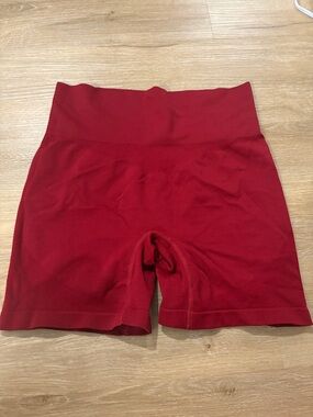 High-Waist Red Women’s Active Bike Shorts